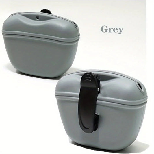 Silicone Dog Treat Bag – Portable Pet Training Waist Bag, Waterproof Snack Pouch with Magnetic Clip