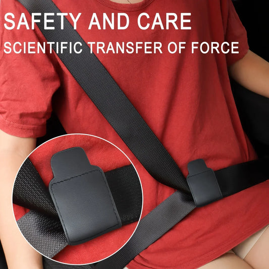 Car Seat Belt Adjuster – PU Leather Limiter Fixed Clip, Anti-Stretching Neck & Belly Child Protection Car Styling Accessory