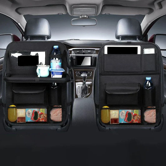 Foldable Car Seat Organizer with Tray & Tablet Holder – Universal Multifunctional Storage